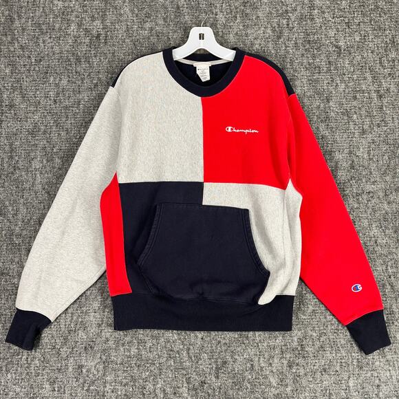 Champion Sweater Mens M Colorblock Reverse‎ Weave Crewneck Kangaroo Pocket - Picture 1 of 7